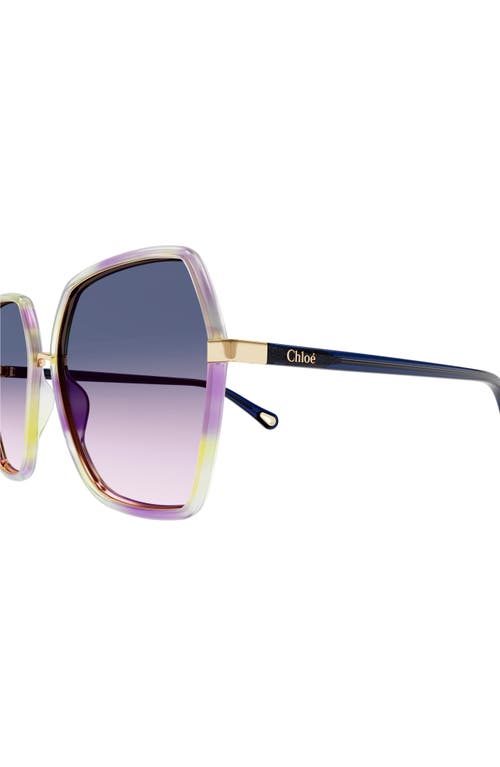 Chloé 58mm Gradient Square Sunglasses In Havana