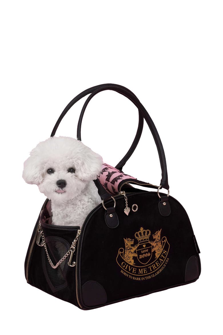 Give Me Treats Pet Carrier Duffle, Main, color, BLACK