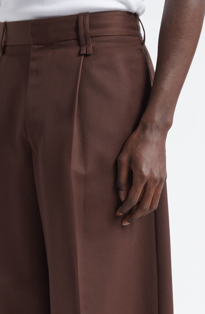 Simone Rocha Pleated Wide Leg Virgin Wool Blend Trousers, Alternate, color, 