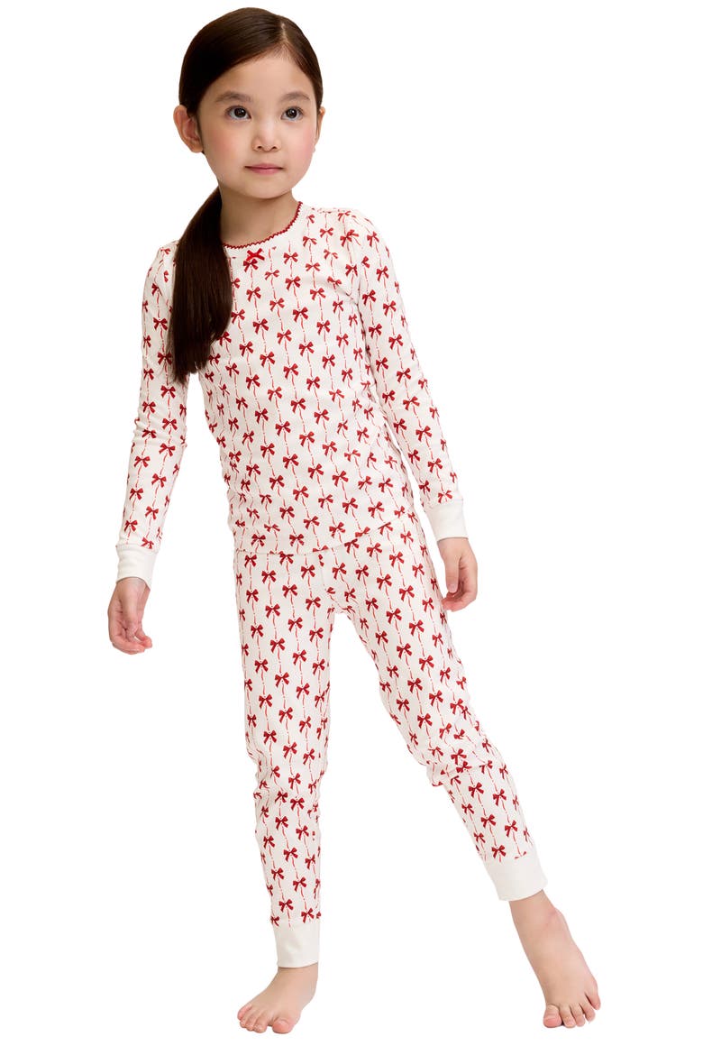 Blissful Bows Fitted Pajamas, Main, color, RED