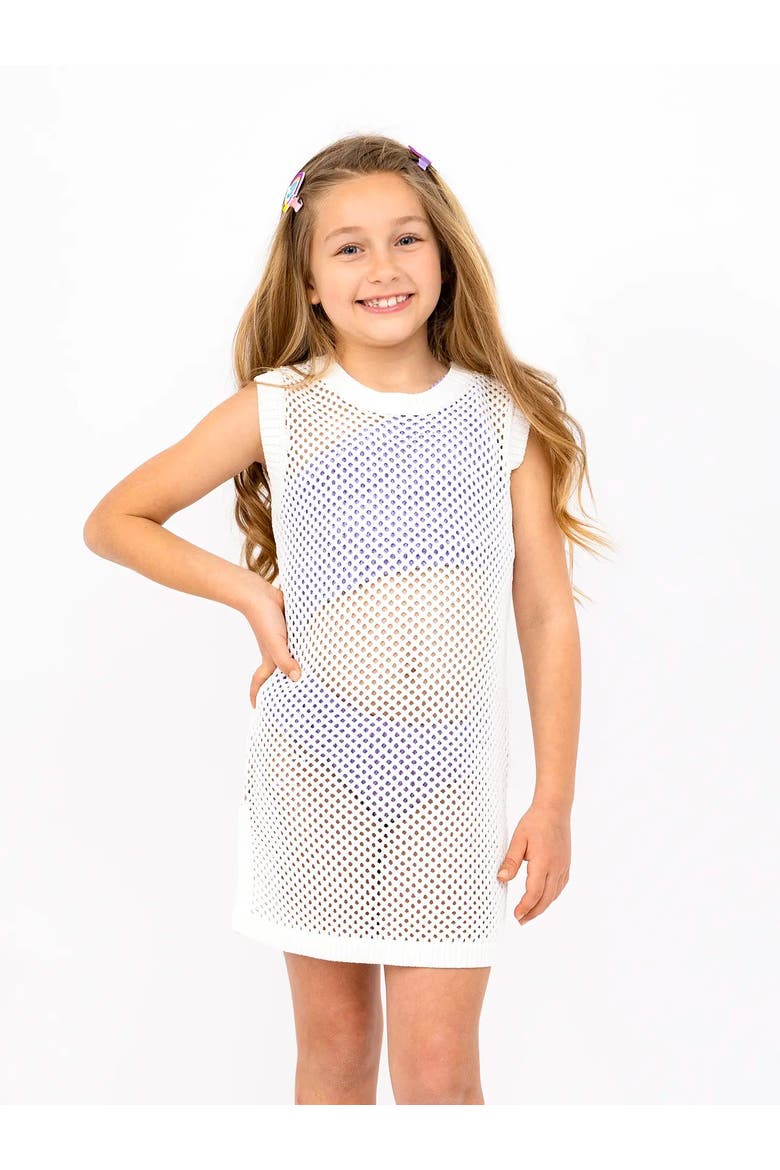 Crochet Knit Swim Coverup, Main, color, White