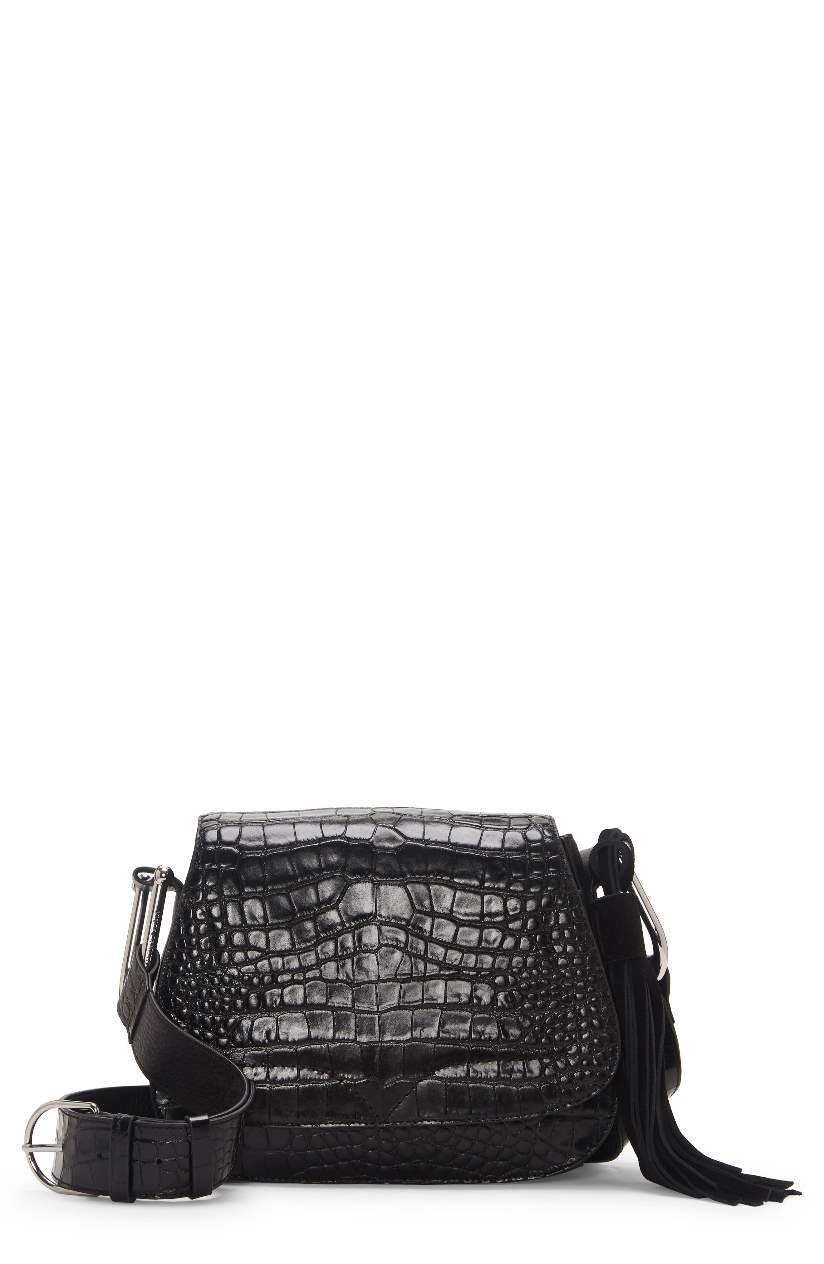 Vince Camuto Tal Croc Embossed Leather Shoulder Bag, Main, color, 