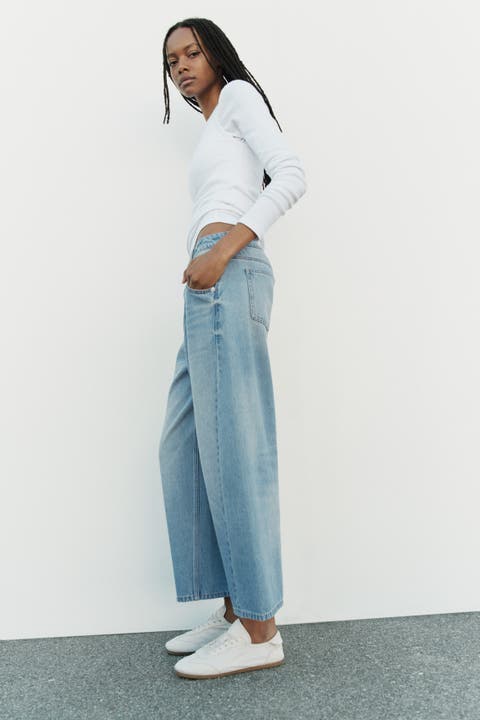 High-waist Barrel-leg Ankle Jeans