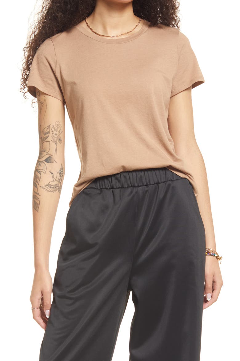 Crewneck T-Shirt, Main, color, TAN AMPHORA