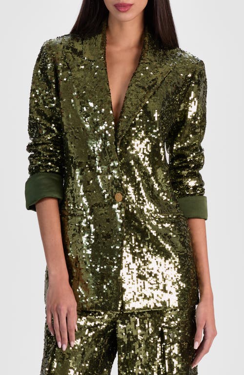 Alice And Olivia Quincy Sequin Blazer In Green
