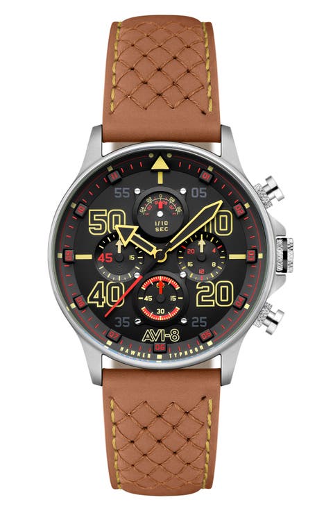 Hawker Typhoon Coningham Baldwin Chronograph Leather Strap Watch, 42mm