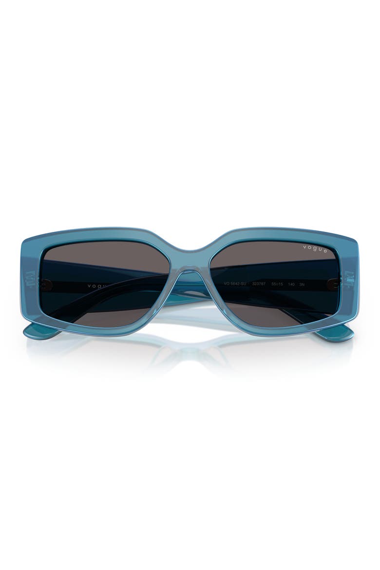 55mm Rectangular Sunglasses, Alternate, color, BLUE