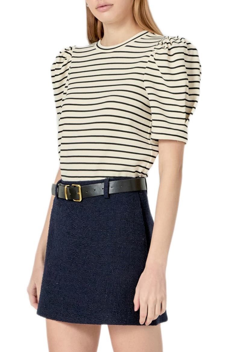 Puff Sleeve Top, Alternate, color, BLACK/ WHITE