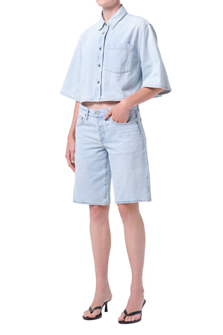 Tomine Boxy Denim Button-Up Shirt, Alternate, color, PAUSE LIGHT INDIGO