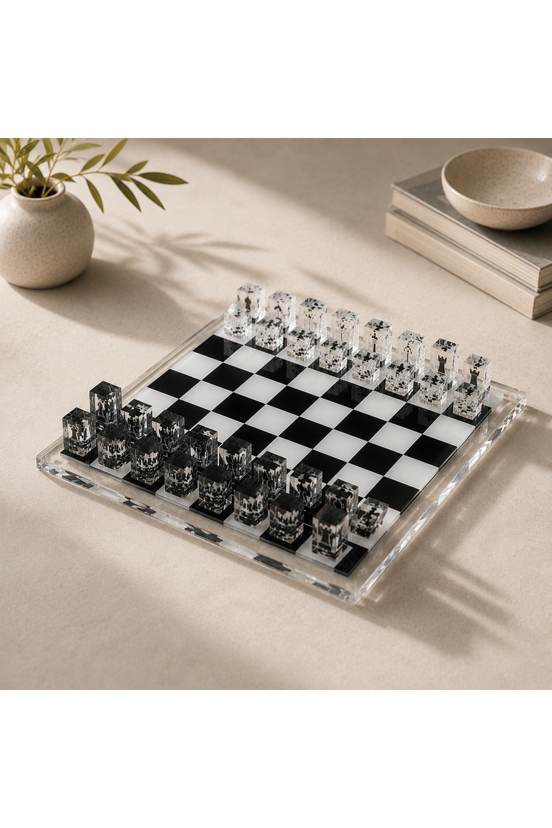 Infinity Lucite 17-Inch Lucite Chess Set, Alternate, color, White/Black