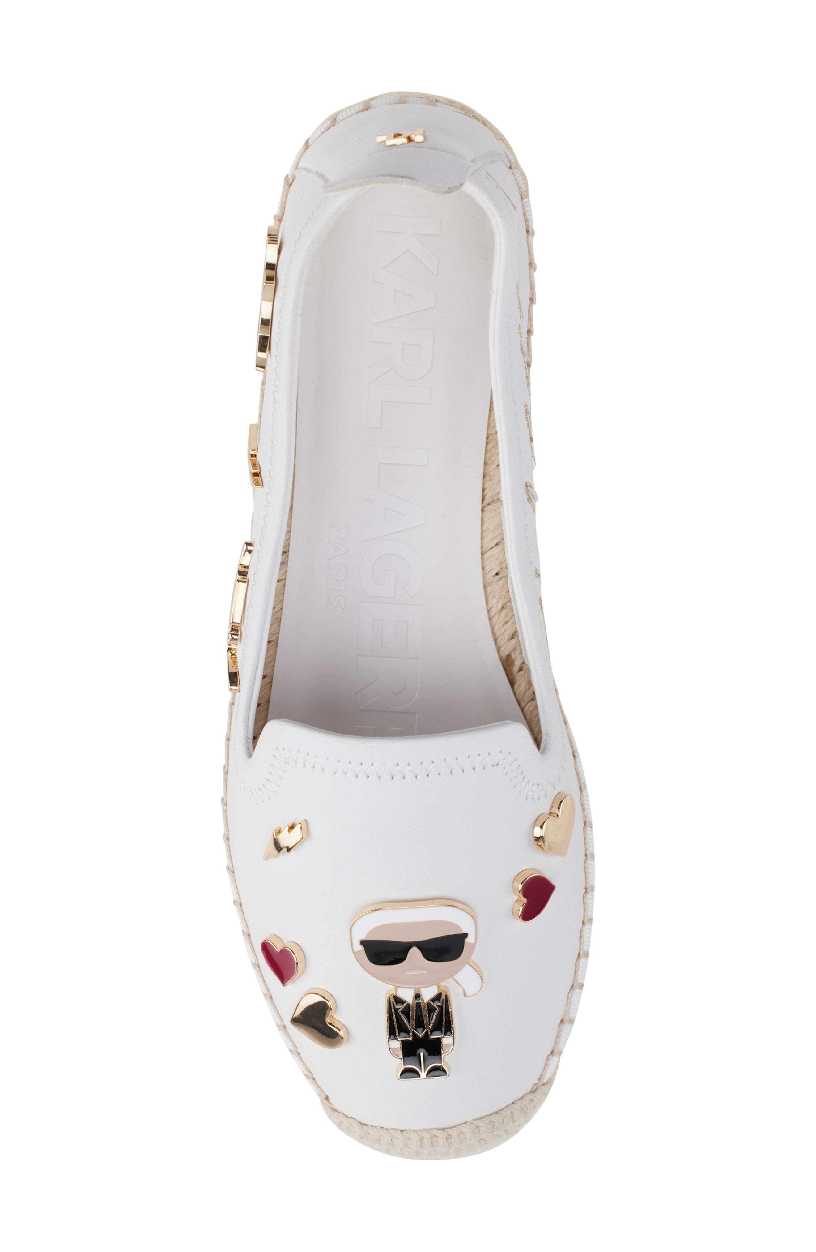 KARL LAGERFELD PARIS Michaela Espadrille Flat, Alternate, color, Brt White