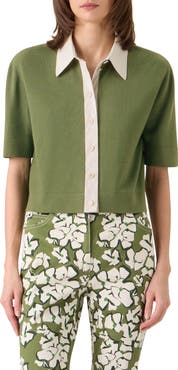 Akris punto Relaxed Fit Short Sleeve Virgin Merino Wool Cardigan