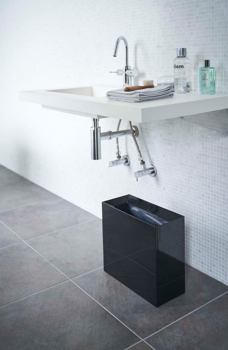 Yamazaki Wide Trash Can, Alternate, color, Black