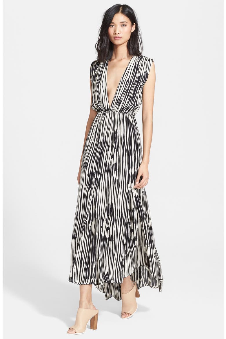 'Lexa' Print Silk Maxi Dress, Main, color, ABSTRACT WOODGRAIN