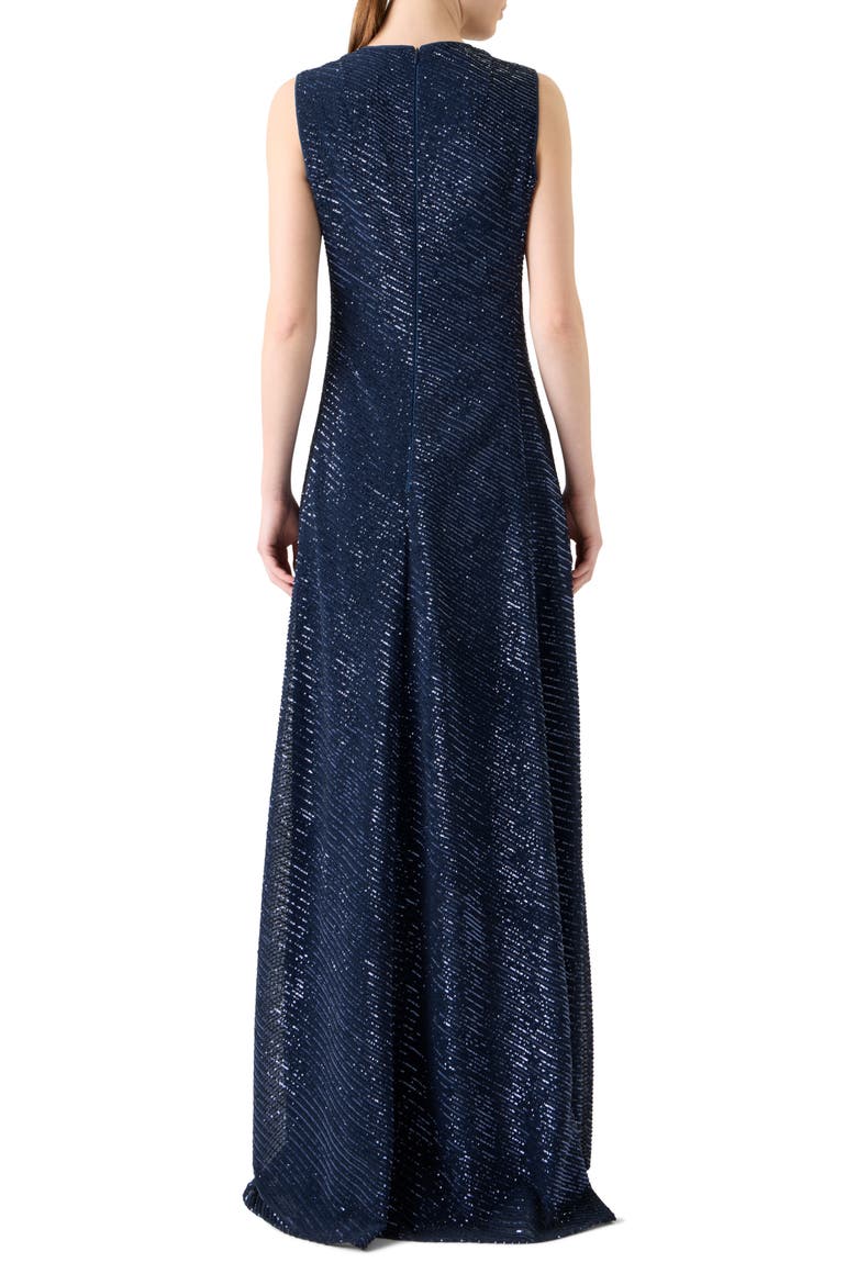 Bias Stripe Sequin Gown, Alternate, color, DENIM BLUE