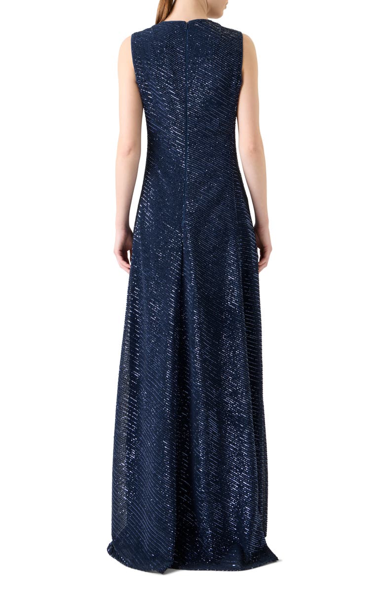 Akris Bias Stripe Sequin Gown, Alternate, color, Denim Blue