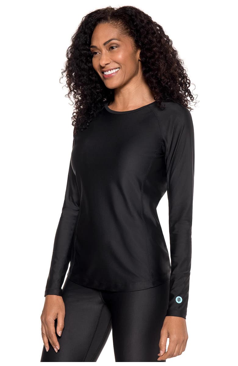 Coolibar Women's Lightweight Swim Shirt with Long Sleeves, UPF 50+ Sun Protection, Hightide Lite, Alternate, color, Black
