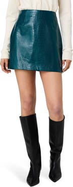 French Connection Croc Embossed Faux Leather Miniskirt
