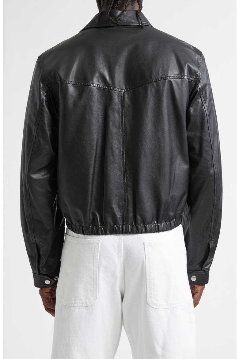 Leather Blouson Biker Jacket, Alternate, color, BLACK
