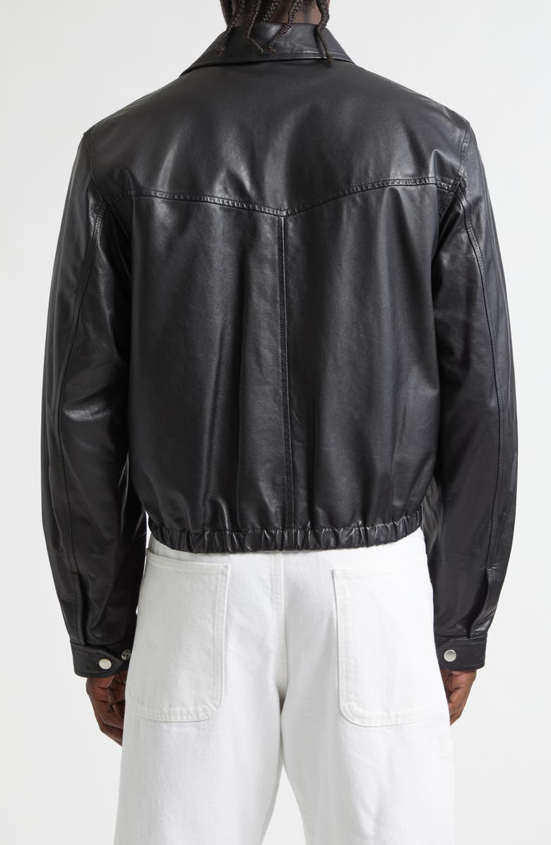 Lemaire Leather Blouson Biker Jacket, Alternate, color, Black