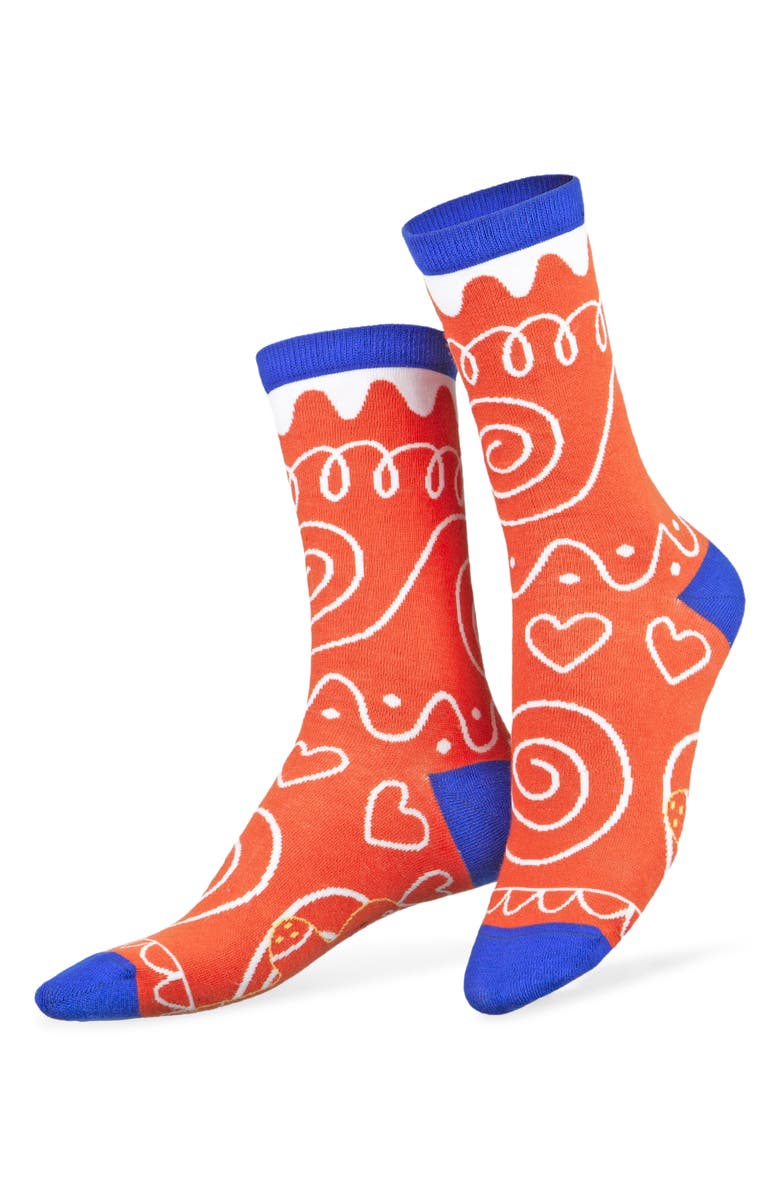 doiy Christmas Cookie 3D Crew Socks, Main, color, Red