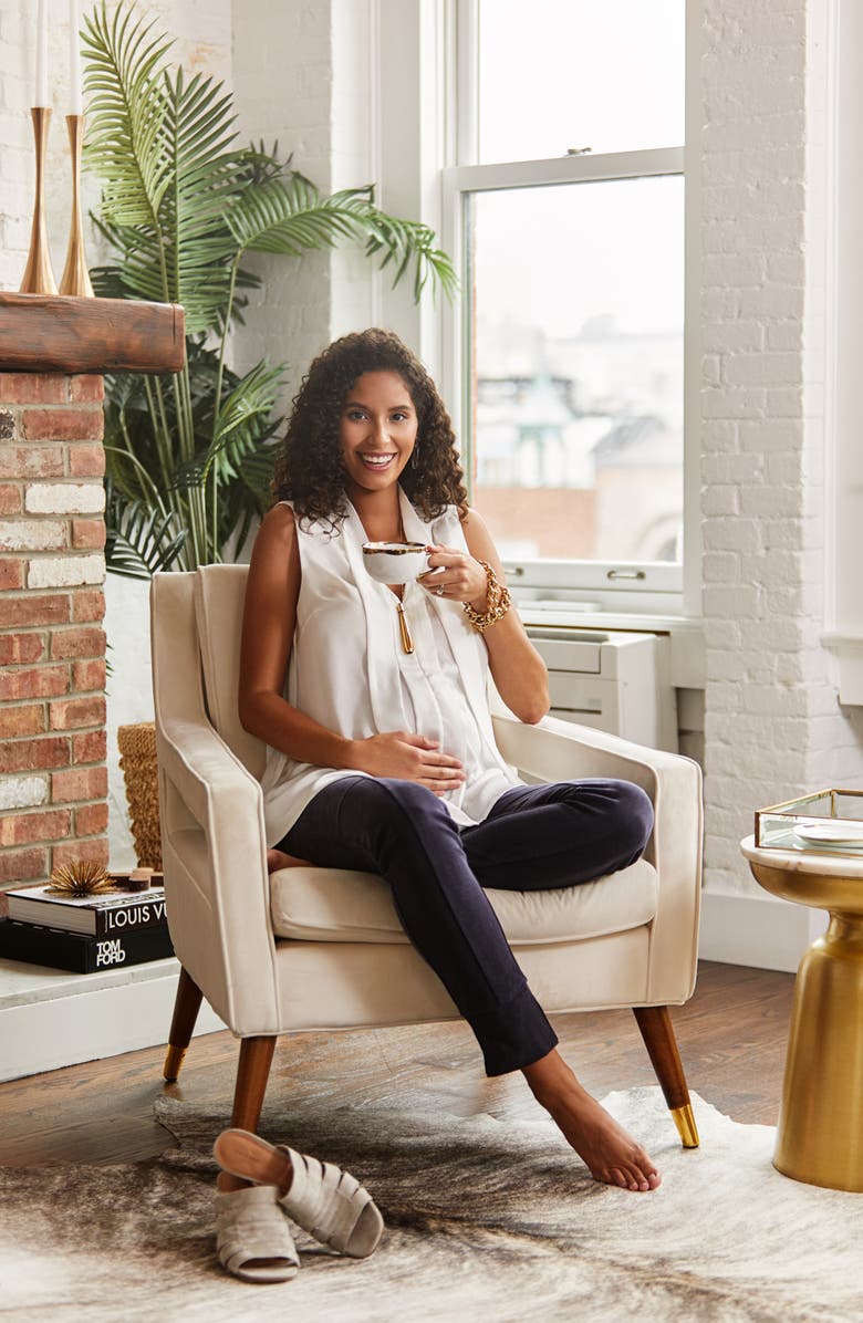 Emilia George Clementine Sleeveless Maternity Blouse, Alternate, color, Satin White