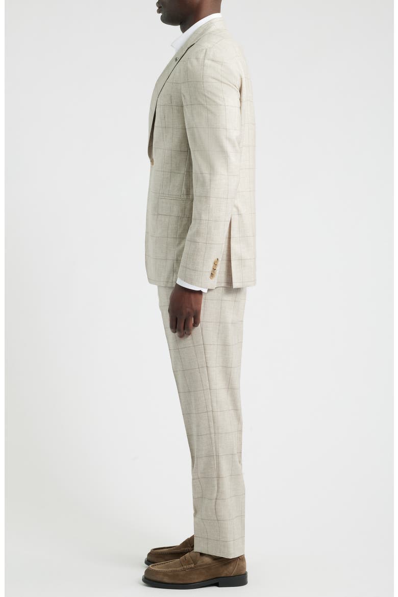250th Capsule Mason Regular Fit Tan Mélange Windowpane Check Super 150s Wool Suit, Alternate, color, SAND