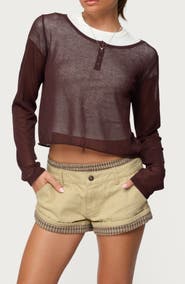 EDIKTED Kilian Sheer Knit Henley