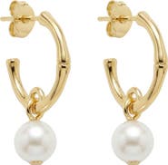 ARGENTO VIVO Faux Pearl Drop Hoop Earrings