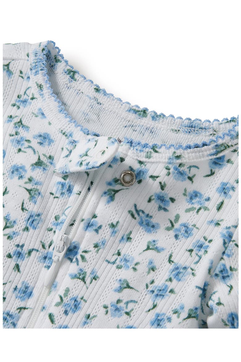 Blue Floral Pointelle Footie Romper, Alternate, color, BLUE