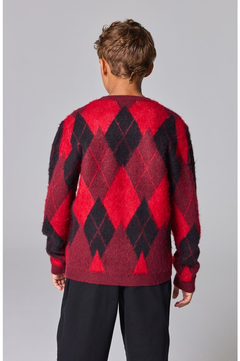 Kids' Argyle Sweater, Alternate, color, RED