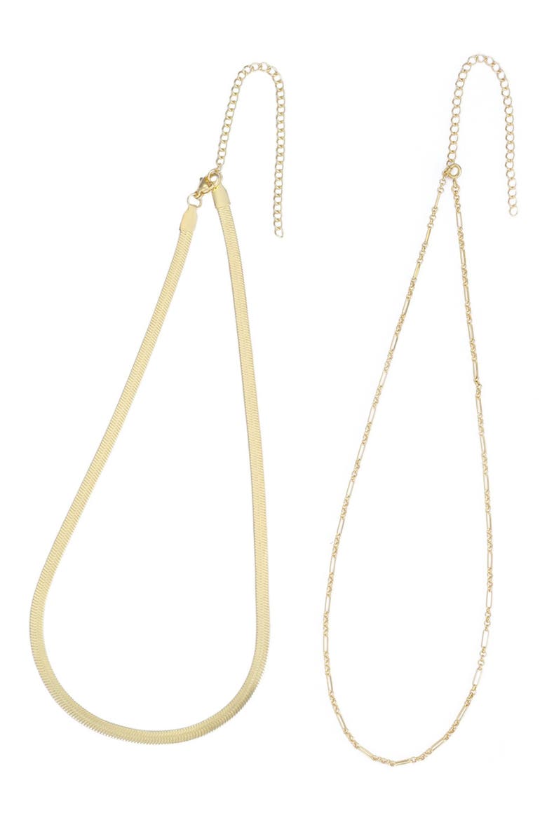 Set of 2 Assorted Chain Necklaces, Alternate, color, GOLD
