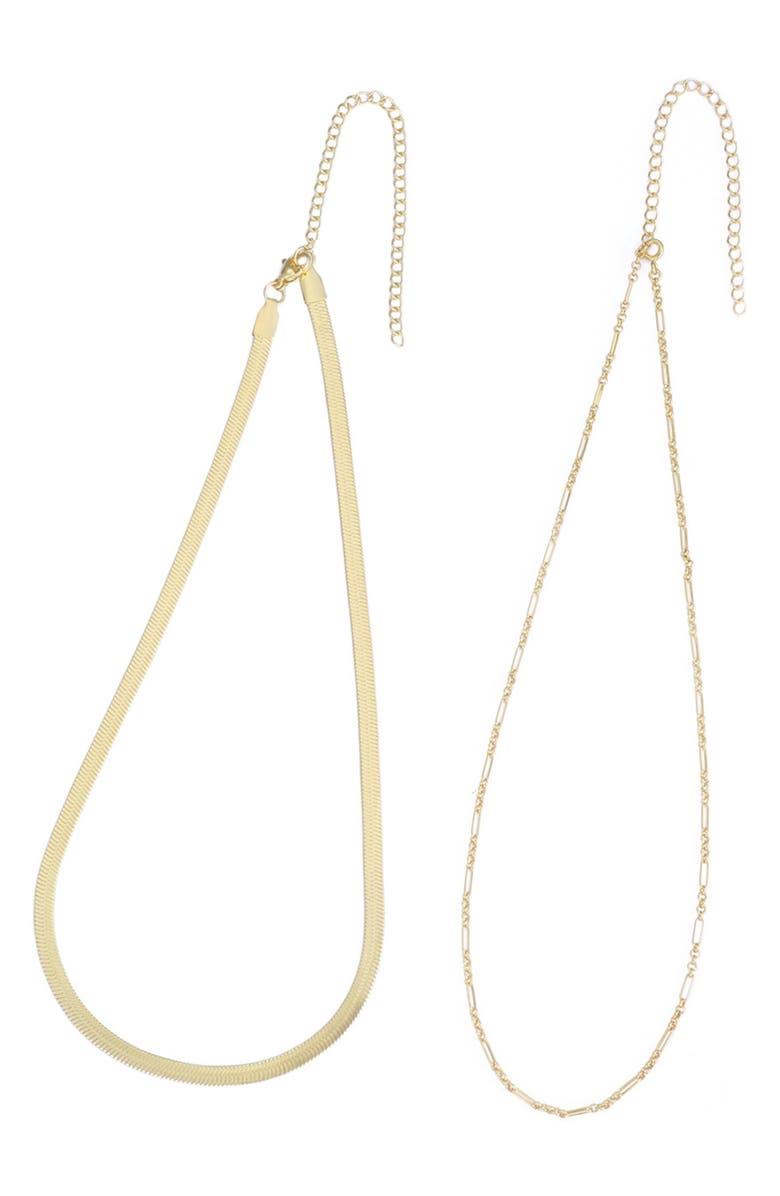 Adornia Set of 2 Assorted Chain Necklaces, Alternate, color, Gold