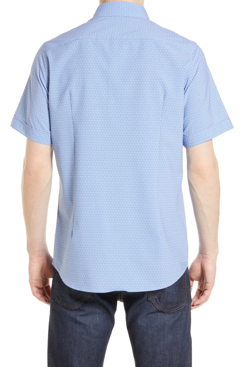 Short Sleeve Button-Up Shirt, Alternate, color, BLUE