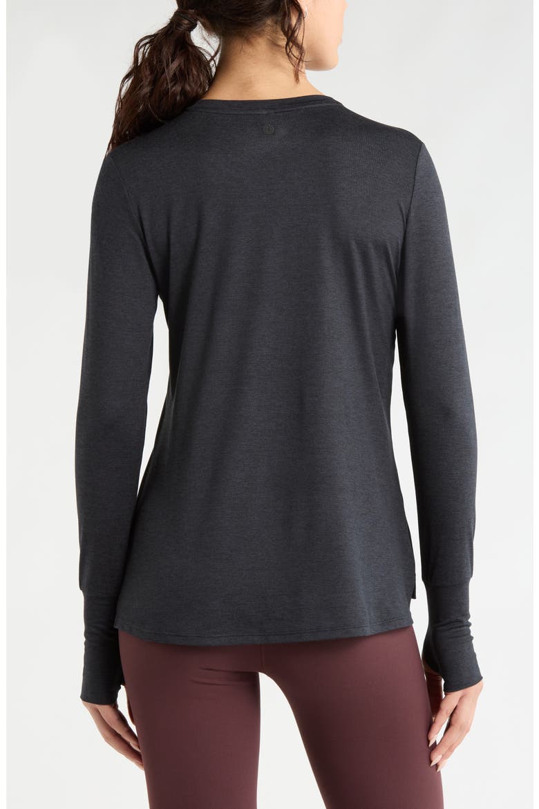 Long Sleeve Split Hem T-Shirt, Alternate, color, BLACK