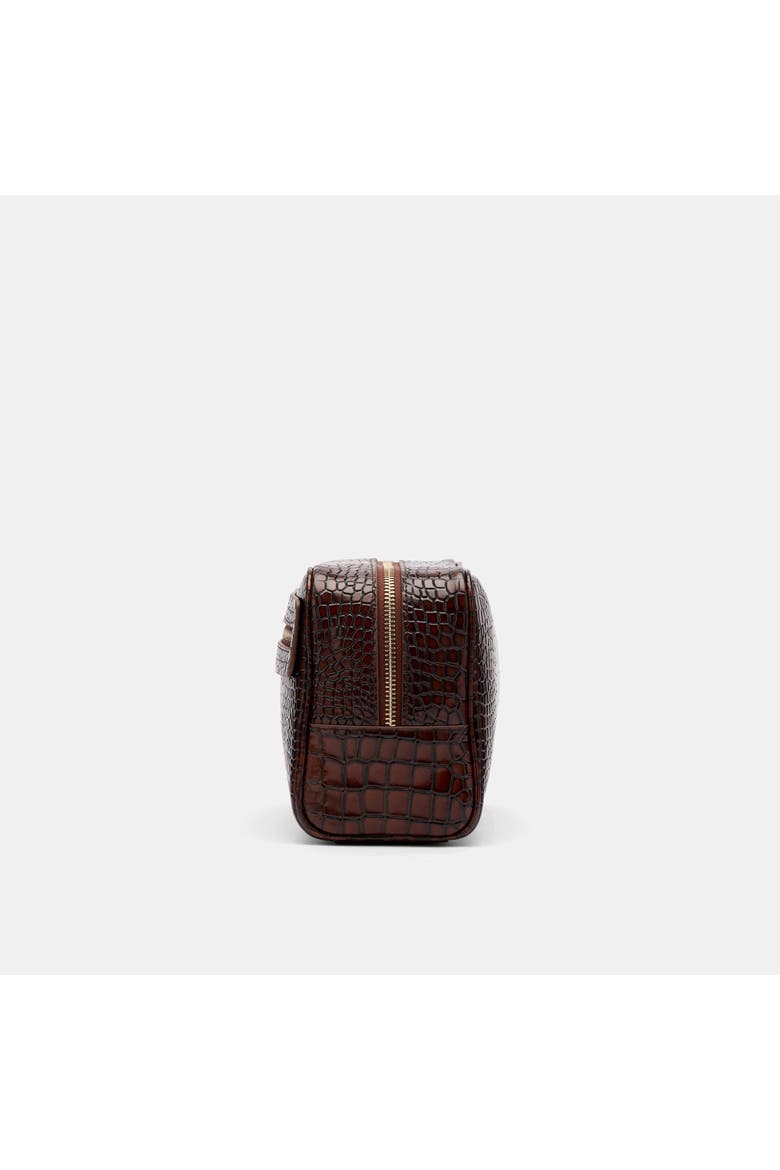 Croc-Embossed Calfskin Leather Dopp Kit, Alternate, color, Brown Crocskin