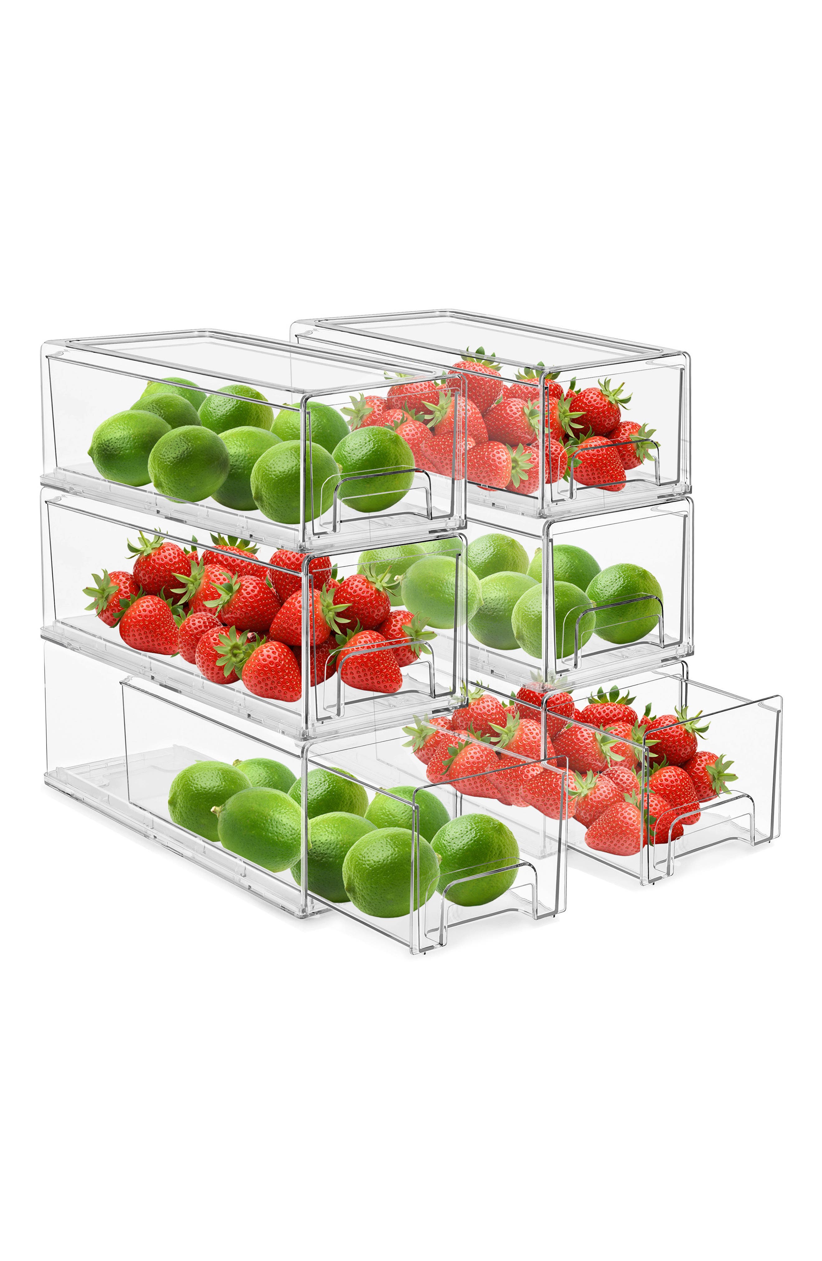 6-Pack Pull Out Fridge Storage Drawers