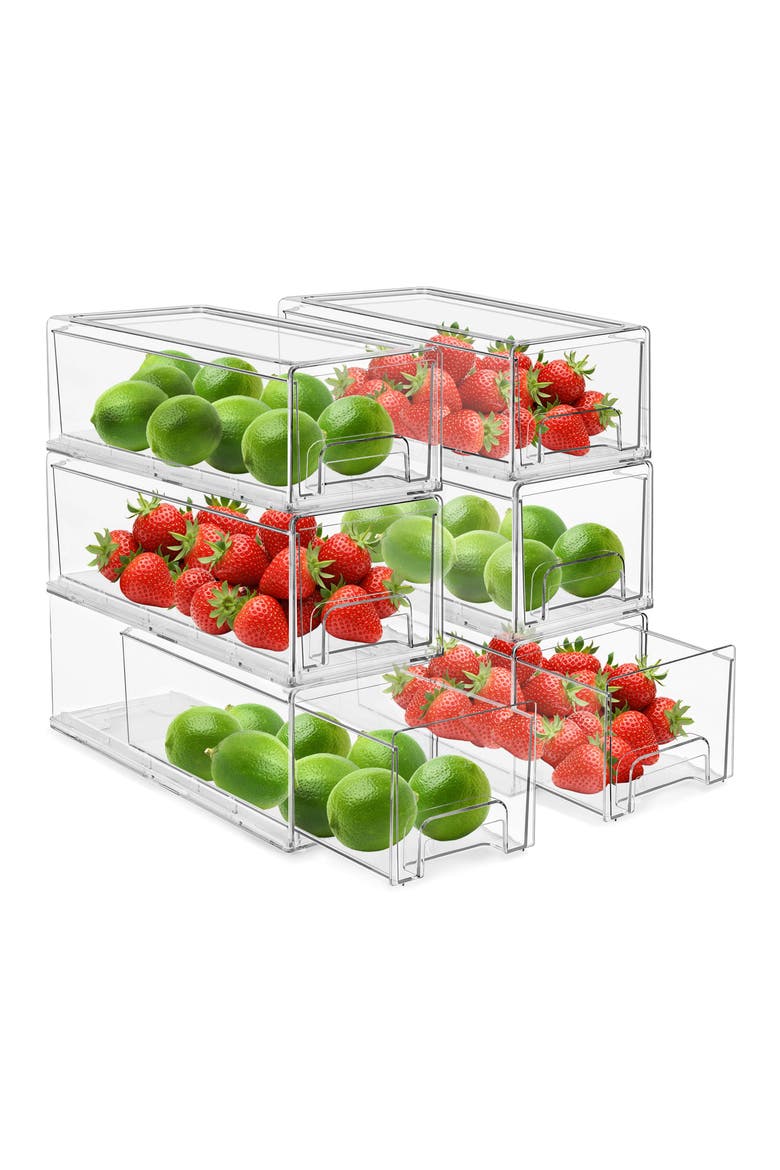6-Pack Pull Out Fridge Storage Drawers, Main, color, NO COLOR