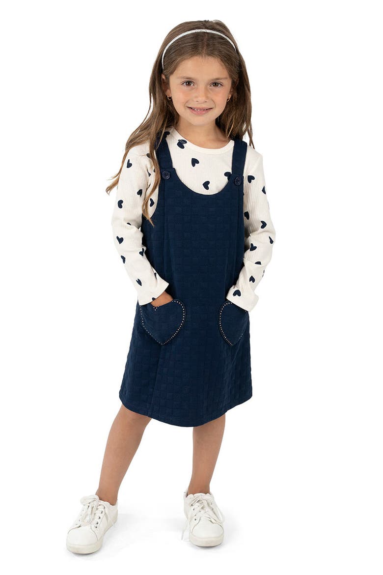 Double Knit Top & Dress Set, Alternate, color, NAVY