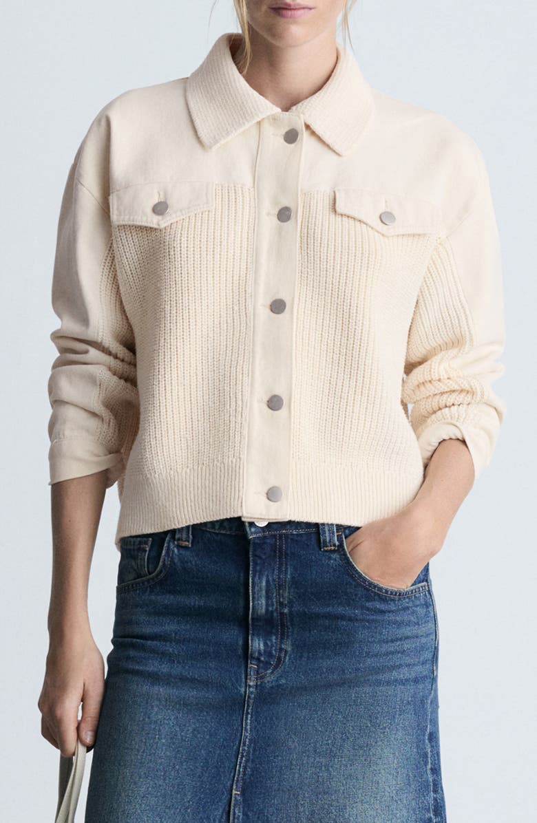 MANGO Mixed Media Knit Jacket, Main, color, 