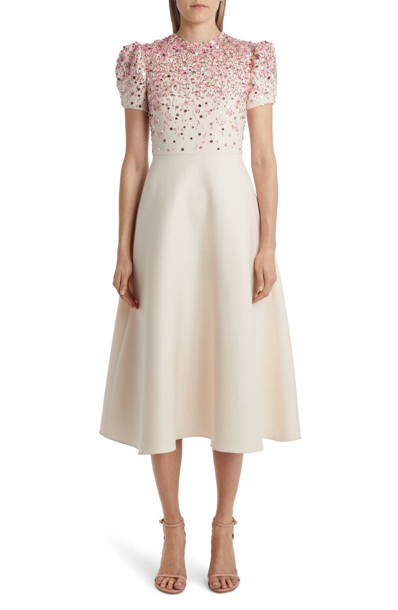 Valentino Embroidered A-Line Midi Dress, Main, color,