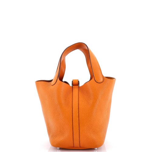 Pre-owned Hermes Hermes Picotin Lock Bag Clemence Pm In Orange