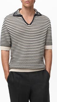MANGO Stripe Open Stitch Cotton Polo