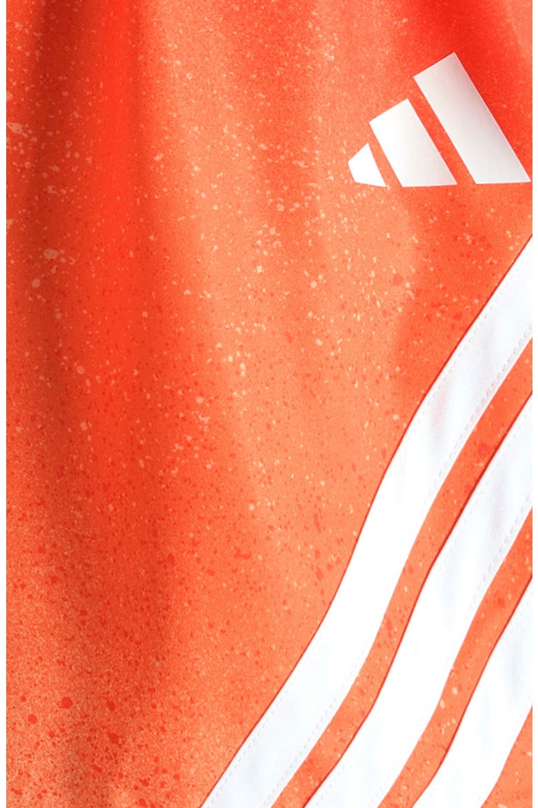 Kids' 3-Stripes Spray Painted Stretch Twill Shorts, Alternate, color, MEDIUM ORANGE