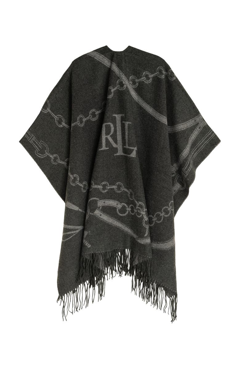 Lauren Ralph Lauren Equestrian Jacquard Oversized Ruana, Alternate, color, Charcoal/Lt Grey
