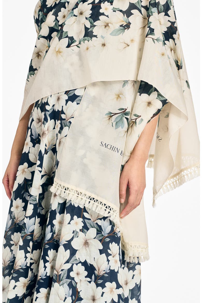 Florie Floral Cotton & Silk Scarf, Alternate, color, MIDNIGHT MAGNOLIA