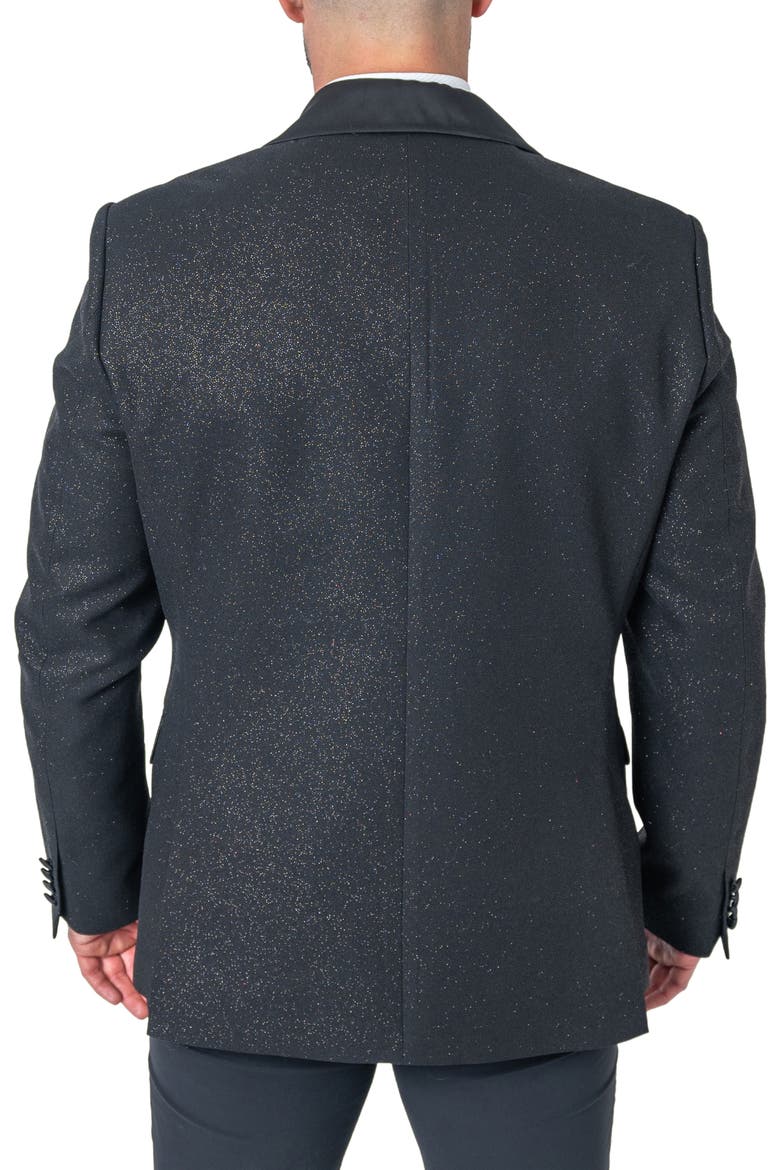 Ceremonial Black Glitter Shawl Collar Dinner Jacket, Alternate, color, BLACK