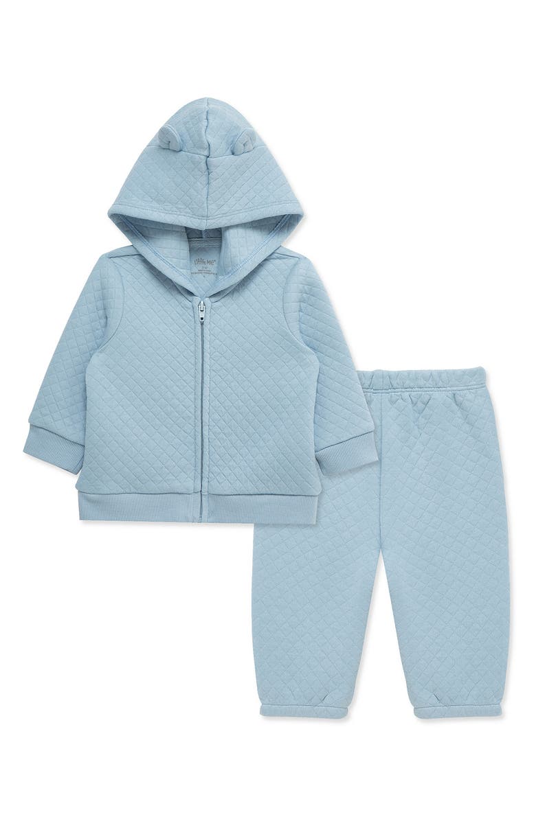 Little Me Diamond Quilted Hoodie & Sweatpants Set, Alternate, color, 