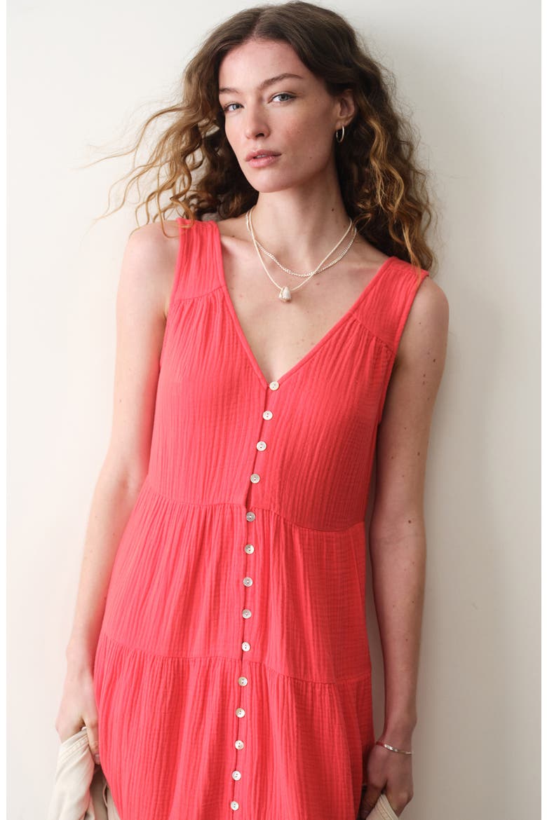 Corinne Sleeveless Organic Cotton Gauze Maxi Dress, Alternate, color, BLUSH