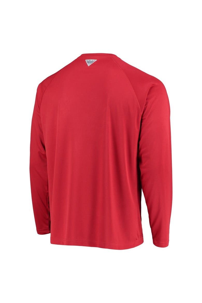Men's Columbia Scarlet Ohio State Buckeyes Terminal Tackle Omni-Shade Raglan Long Sleeve T-Shirt, Alternate, color, Scarlet